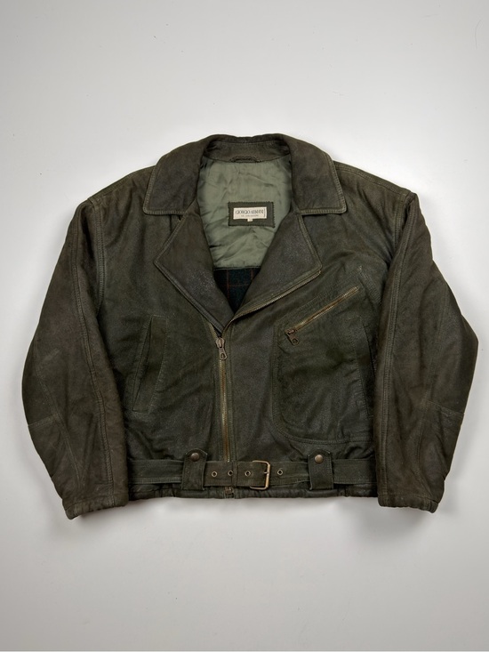 Giorgio Armani Other - Vintage Giorgio Armani Suede Moto Leather Full Zip Bomber Jacket Mens 38 Medium